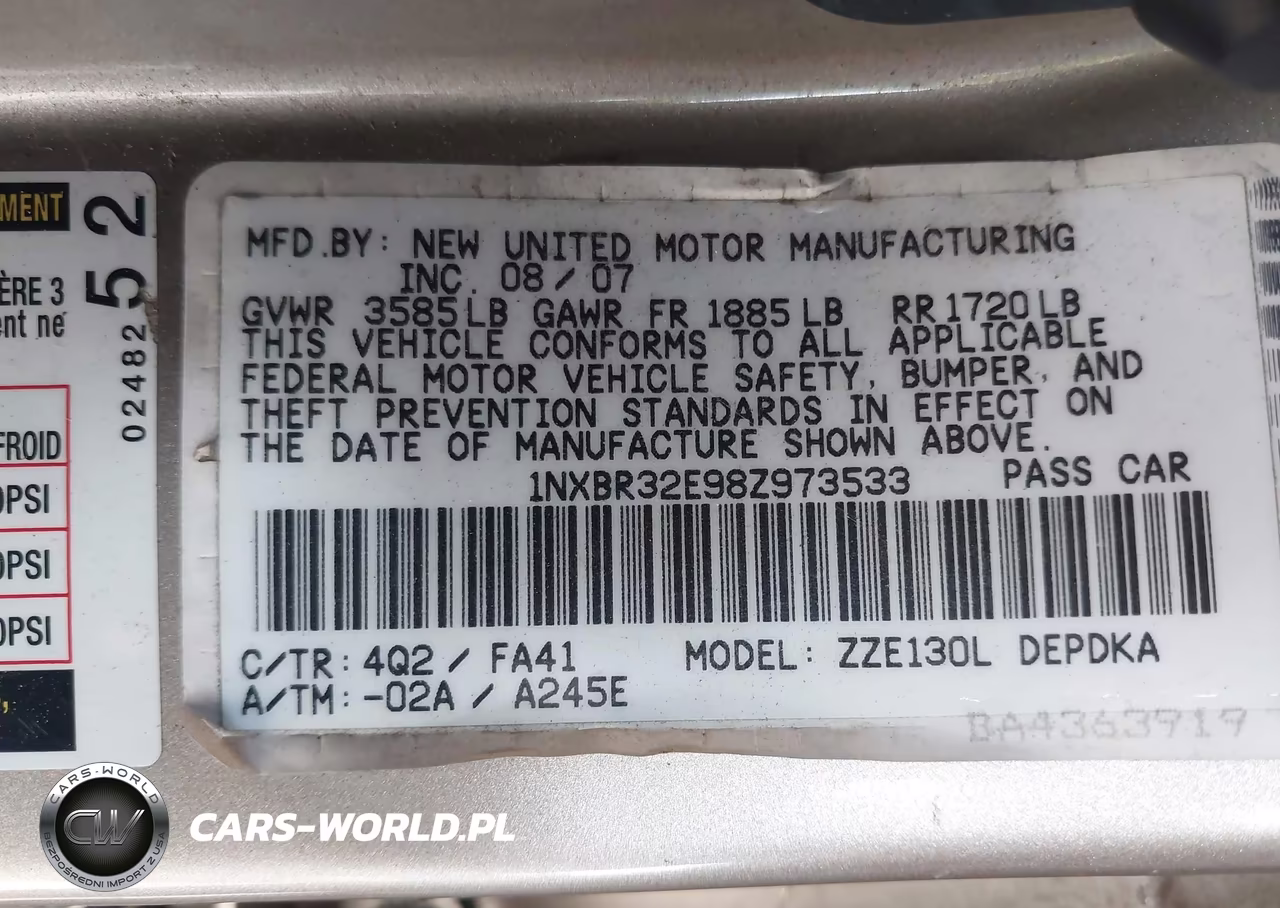 2008 Toyota Corolla Ce VIN:1NXBR32E98Z973533 - 9
