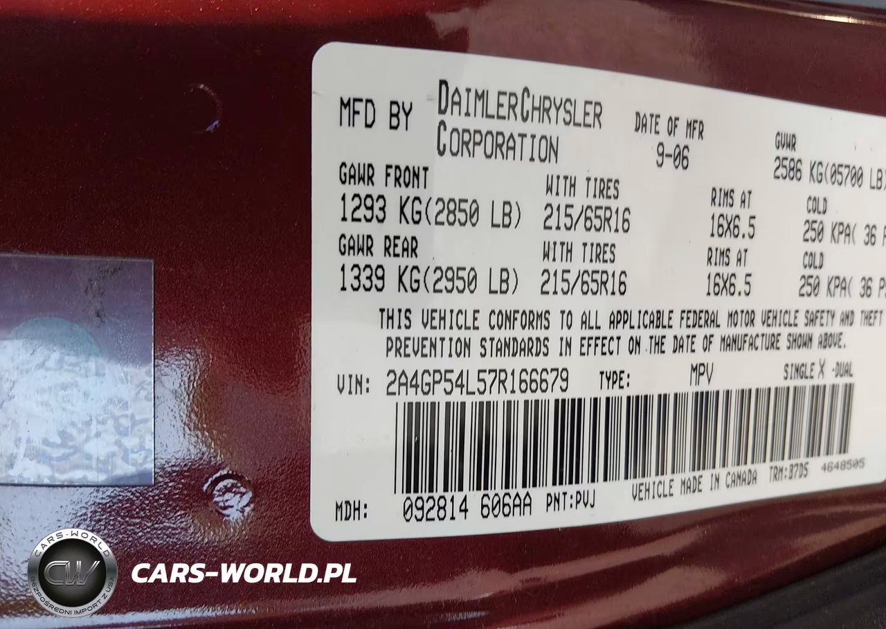 2007 Chrysler Town & Country Touring VIN:2A4GP54L57R166679 - 9