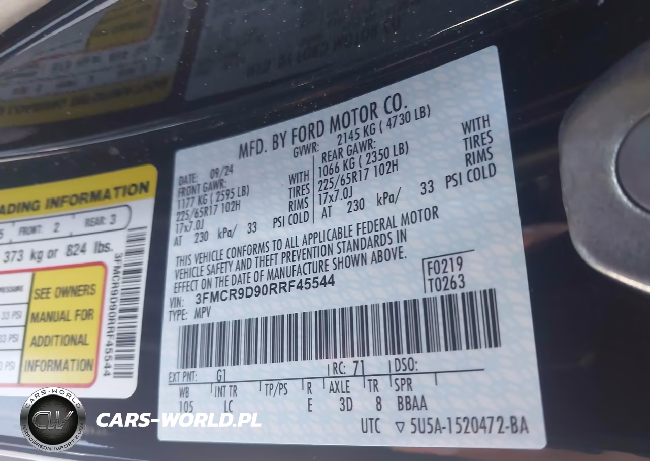 2024 Ford Bronco Sport Badlands VIN:3FMCR9D90RRF45544 - 9