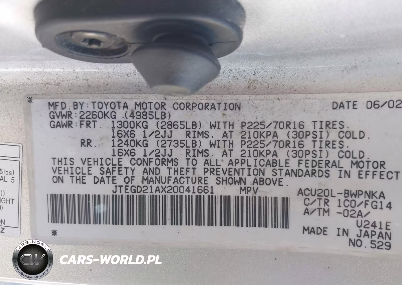 2002 Toyota Highlander VIN:JTEGD21AX20041661 - 9