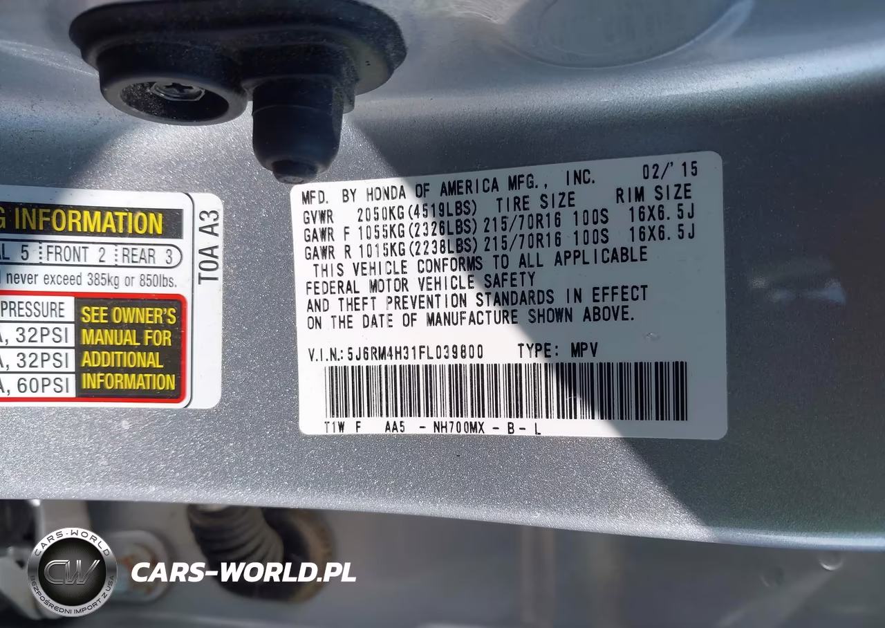 2015 Honda Cr-V Lx VIN:5J6RM4H31FL039800 - 9