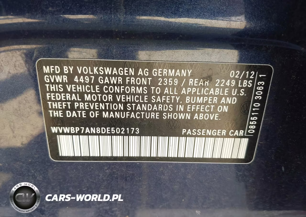 2013 Volkswagen Cc 2.0T Sport Plus VIN:WVWBP7AN8DE502173 - 9