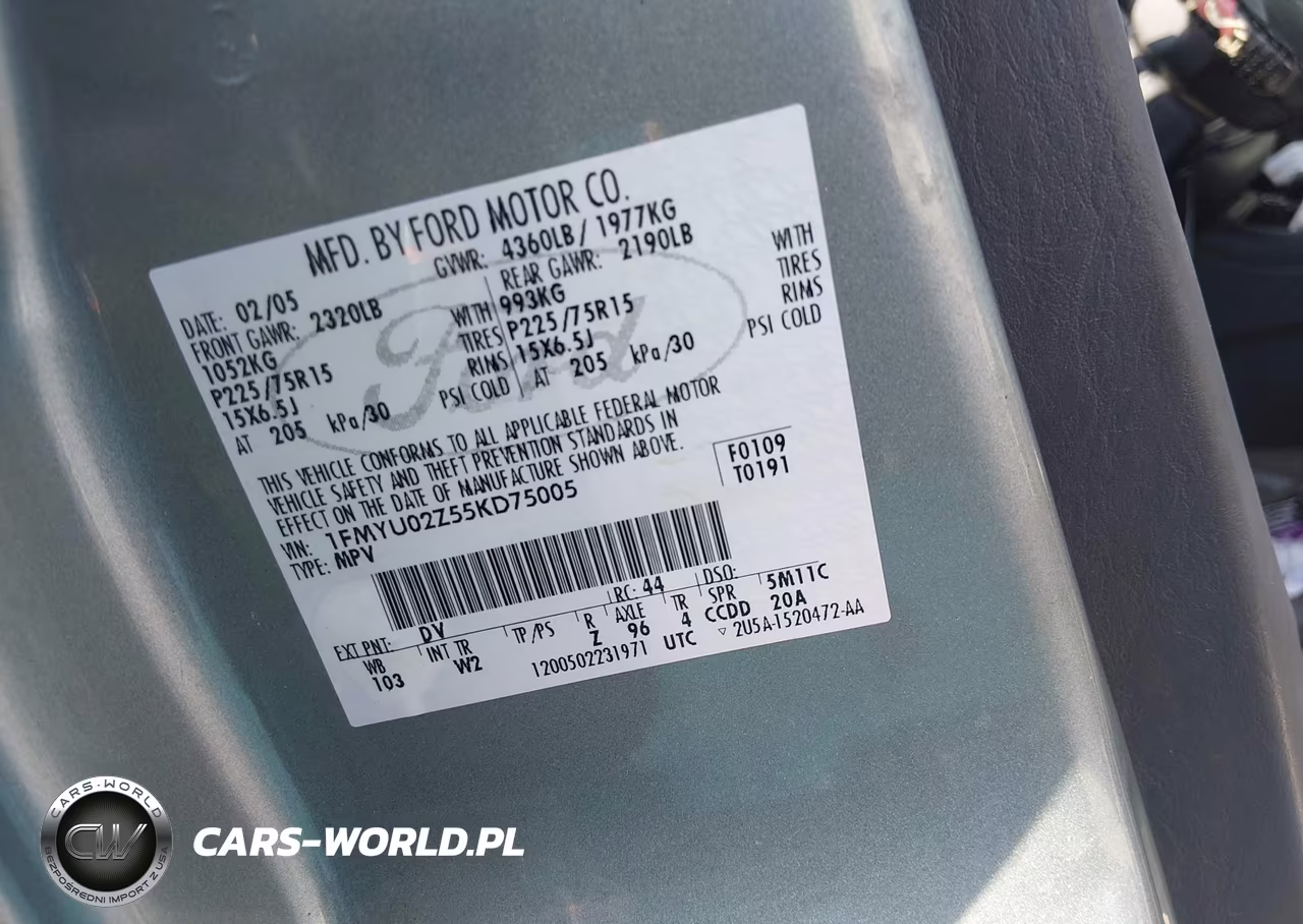 2005 Ford Escape Xls VIN:1FMYU02Z55KD75005 - 9