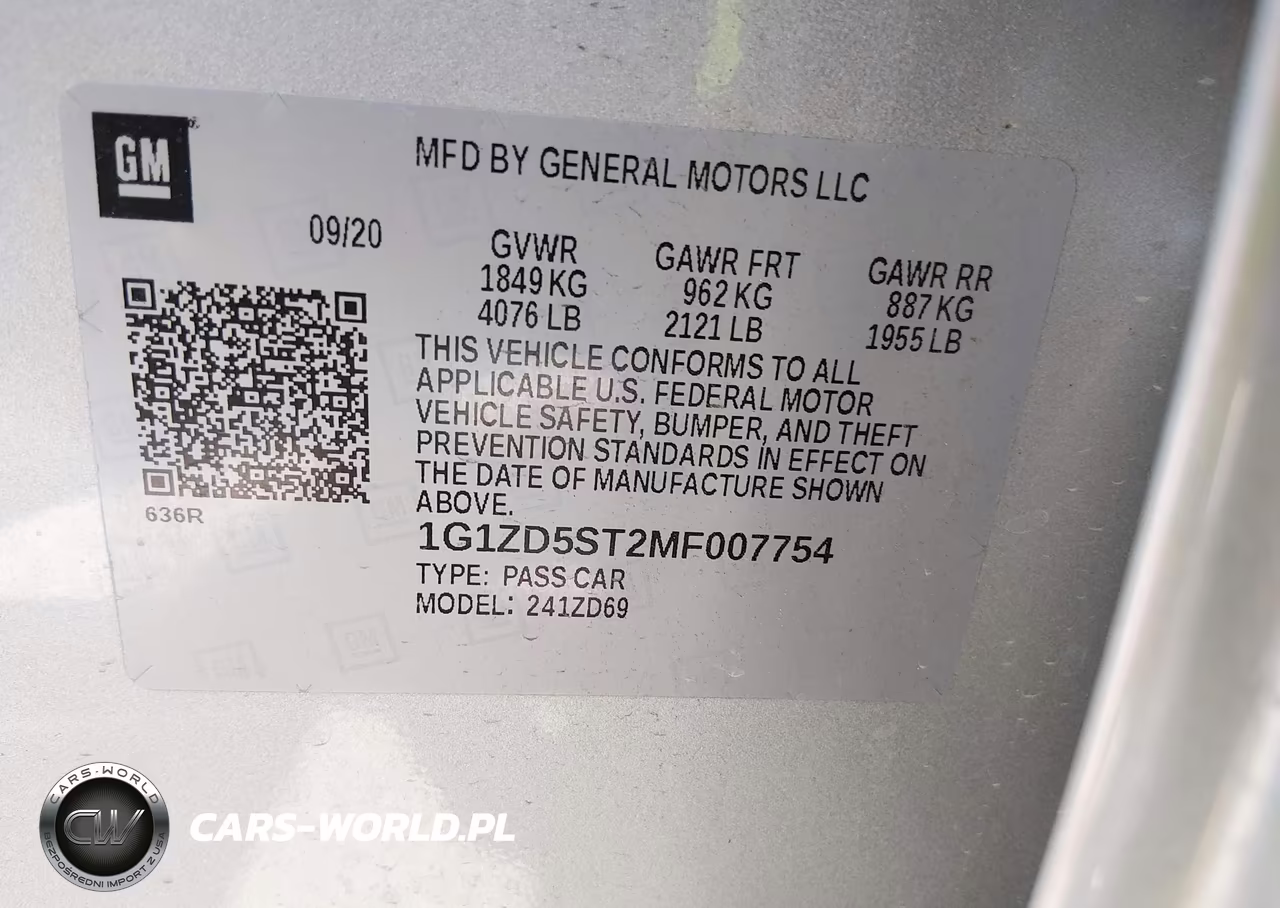 2021 Chevrolet Malibu Fwd Lt VIN:1G1ZD5ST2MF007754 - 9