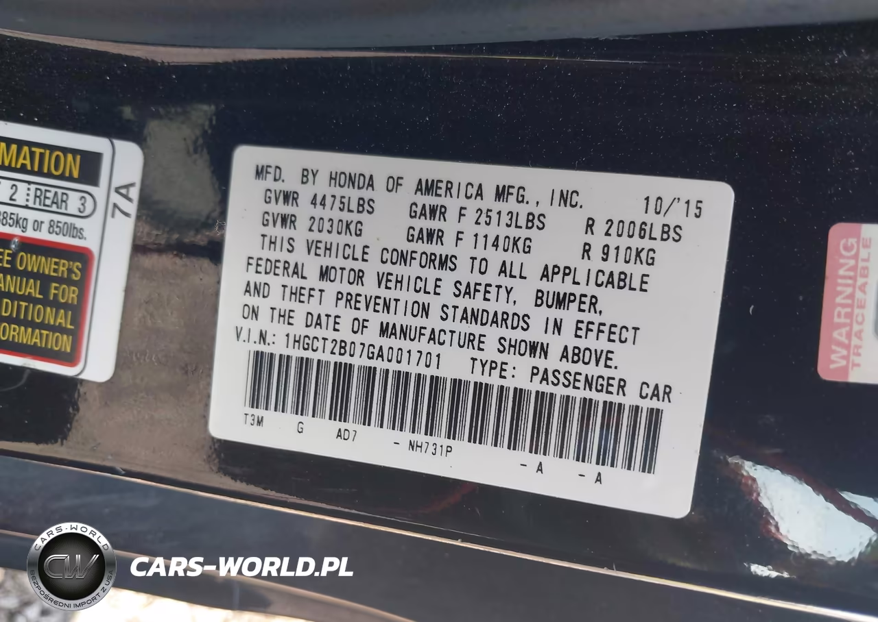 2016 Honda Accord Touring VIN:1HGCT2B07GA001701 - 9