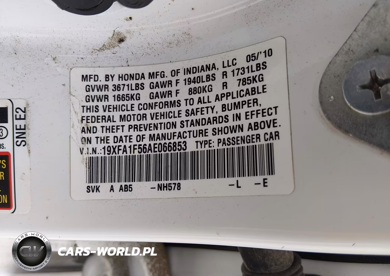 2010 Honda Civic Lx VIN:19XFA1F56AE066853 - 9