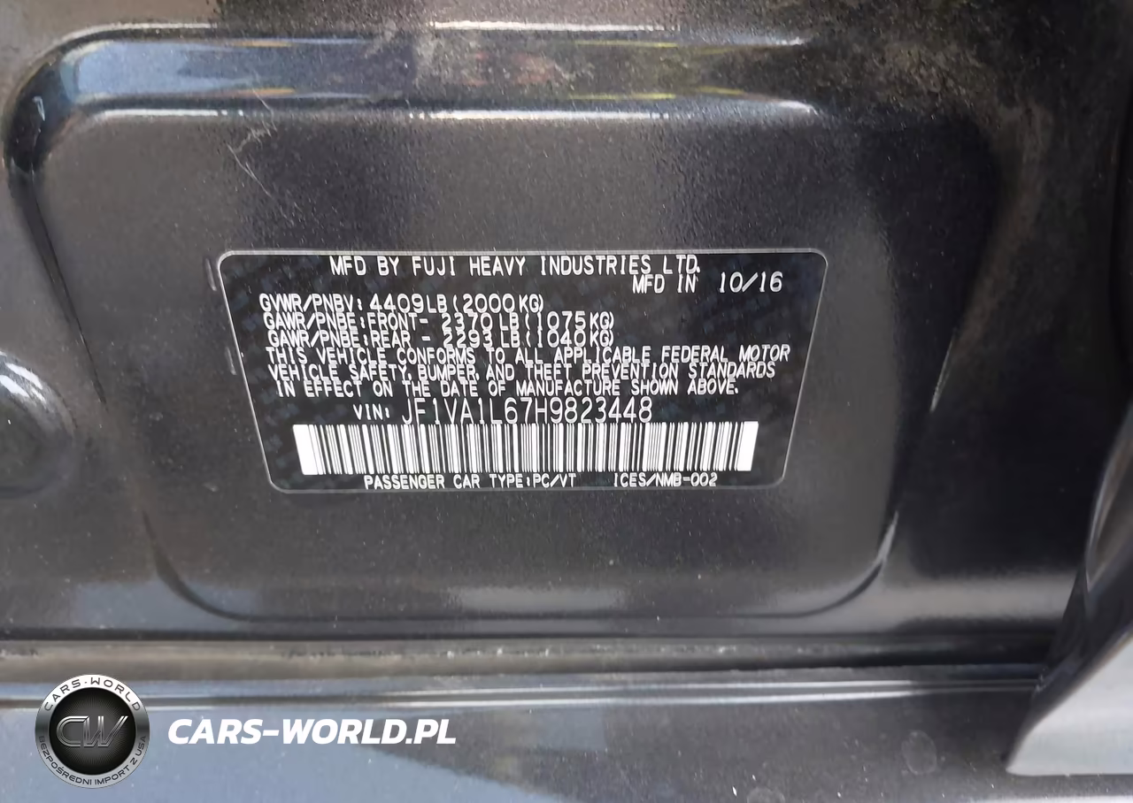 2017 Subaru Wrx Limited VIN:JF1VA1L67H9823448 - 9