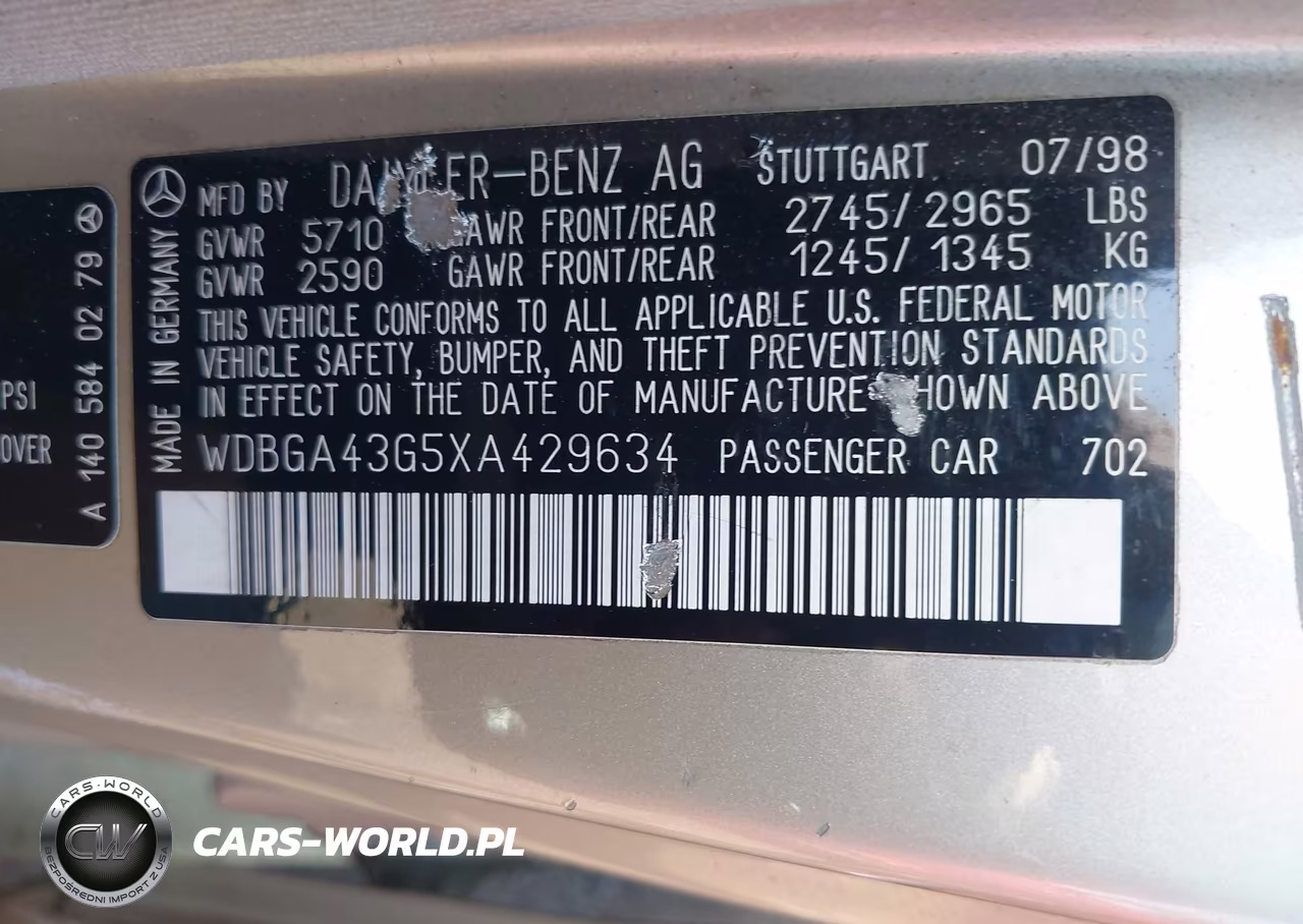 1999 Mercedes-Benz S 420 VIN:WDBGA43G5XA429634 - 9