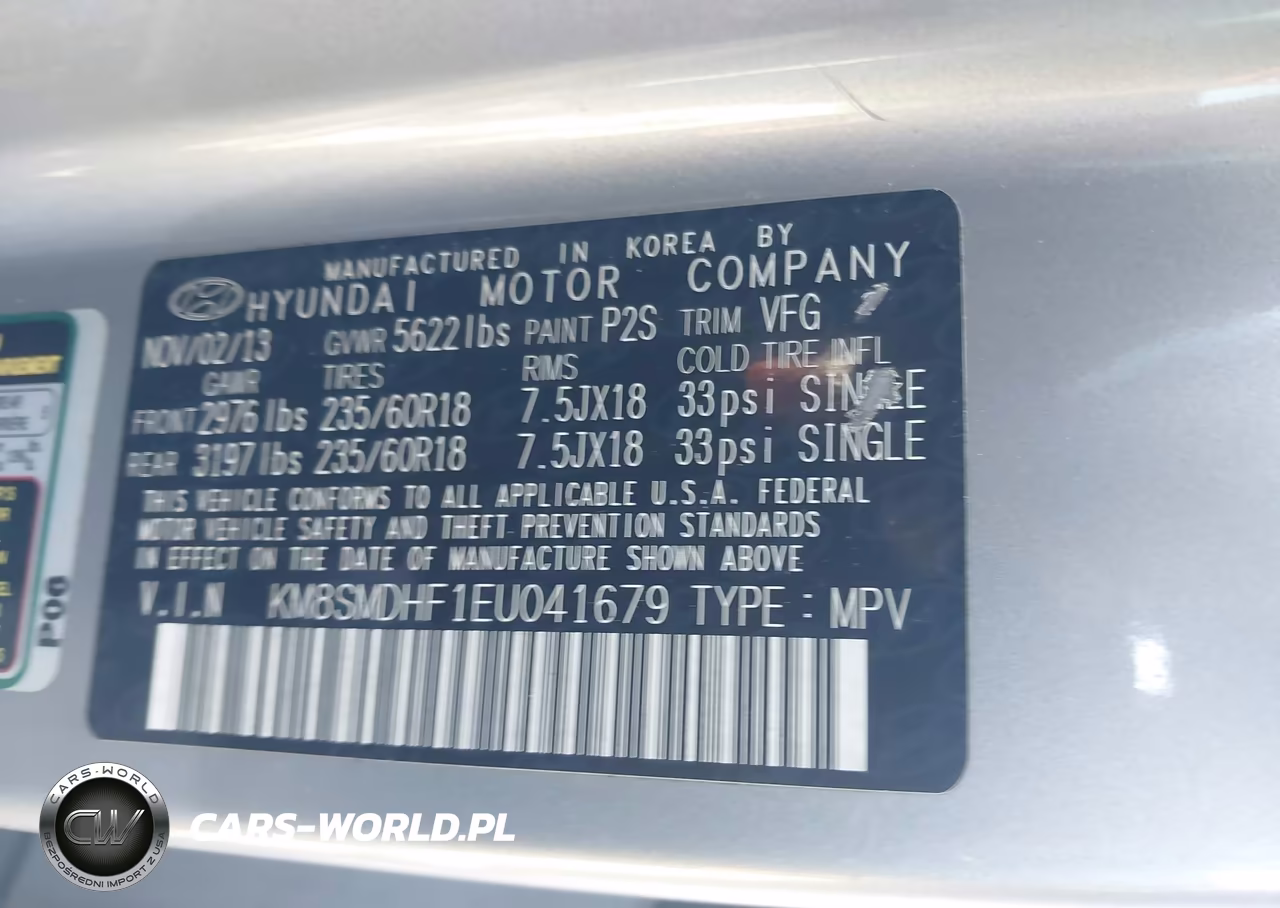 2014 Hyundai Santa Fe Gls VIN:KM8SMDHF1EU041679 - 9