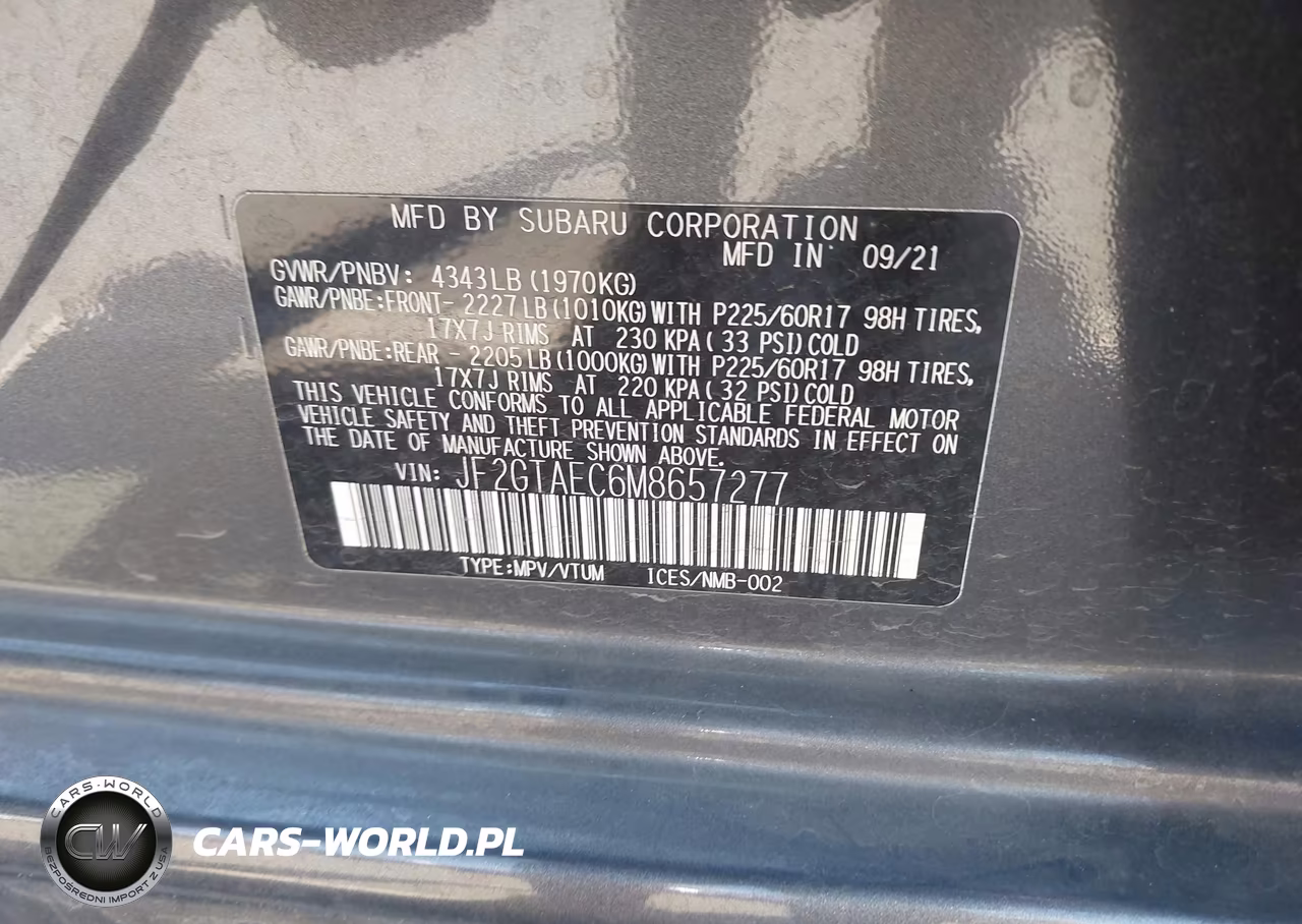 2021 Subaru Crosstrek Premium VIN:JF2GTAEC6M8657277 - 9