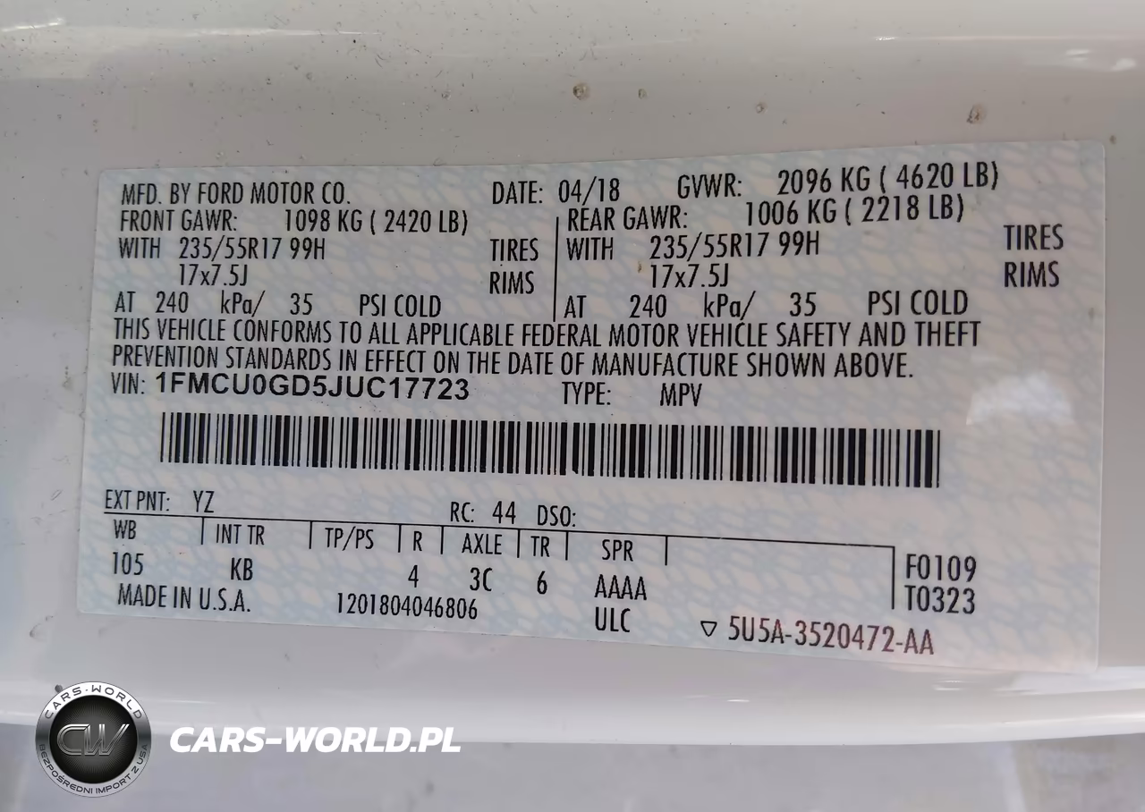 2018 Ford Escape Se VIN:1FMCU0GD5JUC17723 - 9