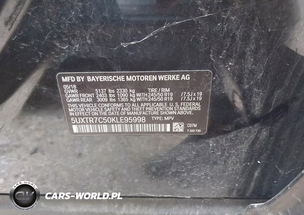 2019 BMW X3 Sdrive30I VIN:5UXTR7C50KLE95998 - 9
