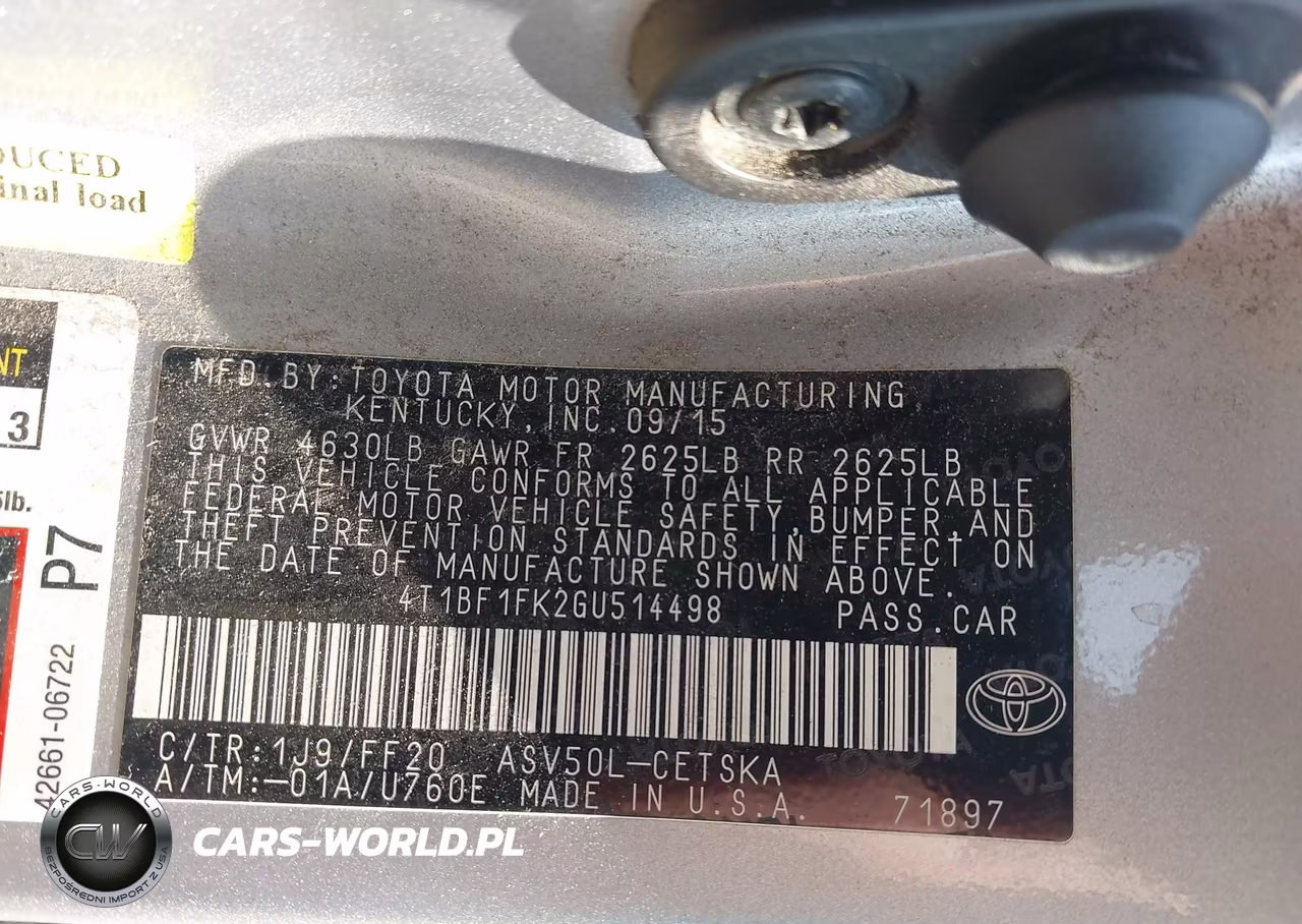 2016 Toyota Camry Se VIN:4T1BF1FK2GU514498 - 9