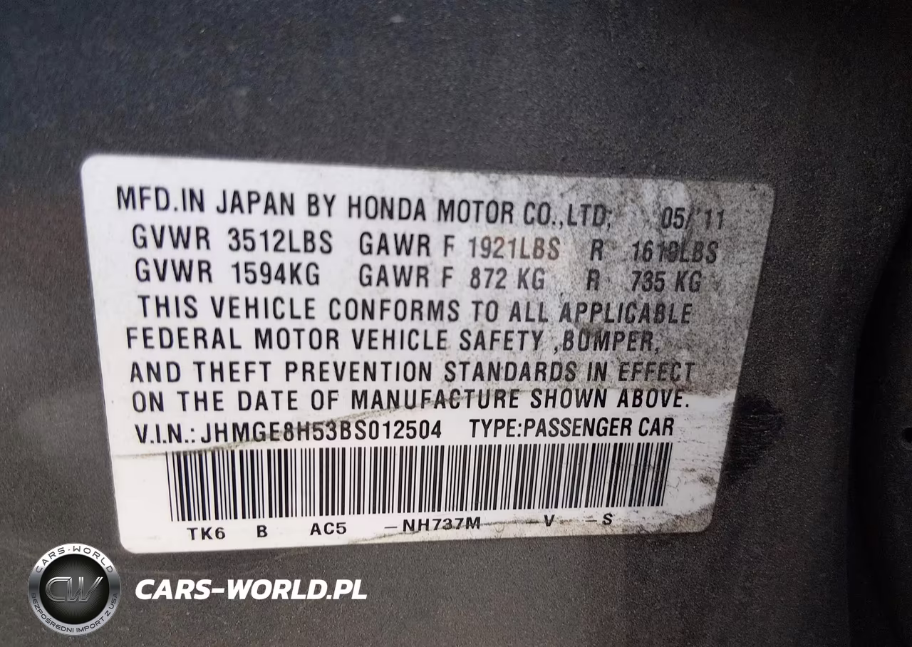 2011 Honda Fit Sport VIN:JHMGE8H53BS012504 - 9