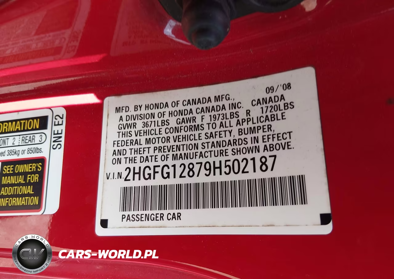 2009 Honda Civic Ex VIN:2HGFG12879H502187 - 9