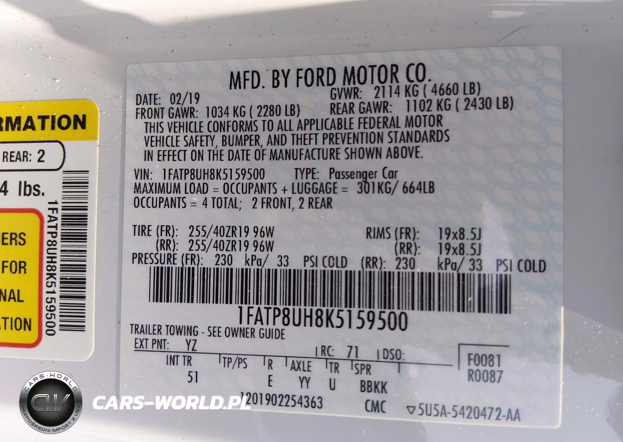 2019 Ford Mustang Ecoboost Premium VIN:1FATP8UH8K5159500 - 9