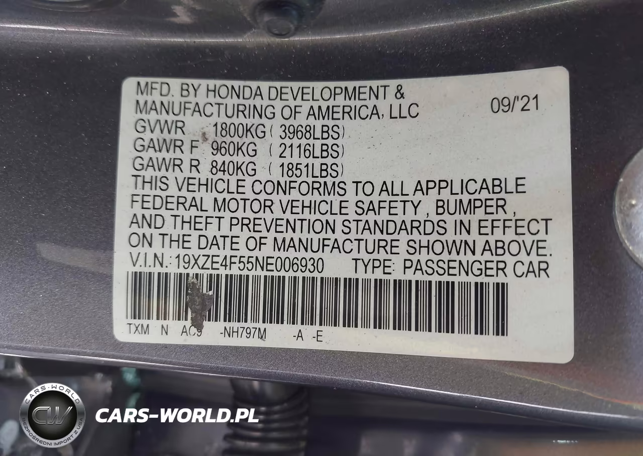 2022 Honda Insight Ex VIN:19XZE4F55NE006930 - 9