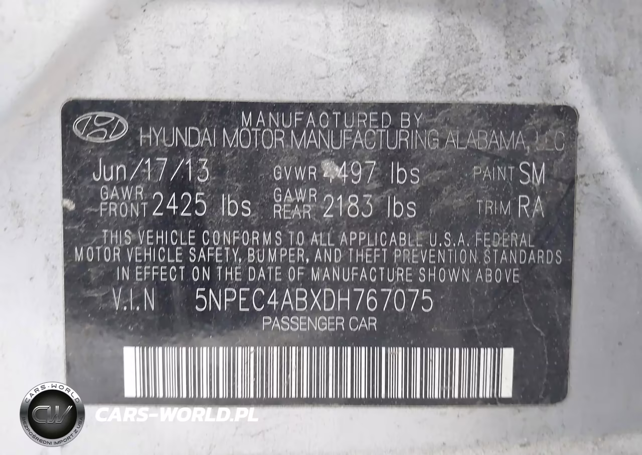 2013 Hyundai Sonata Se 2.0T VIN:5NPEC4ABXDH767075 - 9