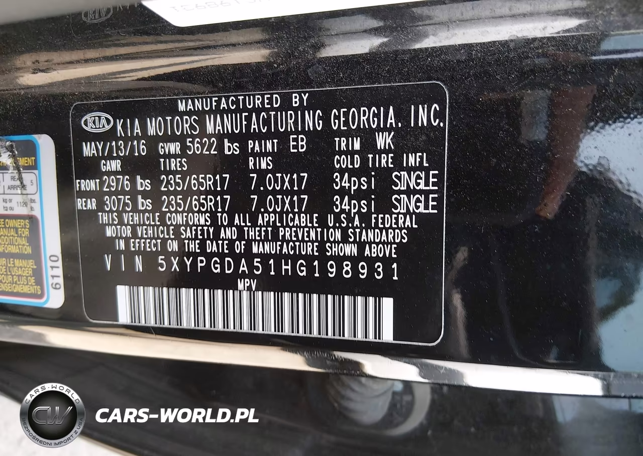 2017 Kia Sorento 3.3L Lx VIN:5XYPGDA51HG198931 - 9