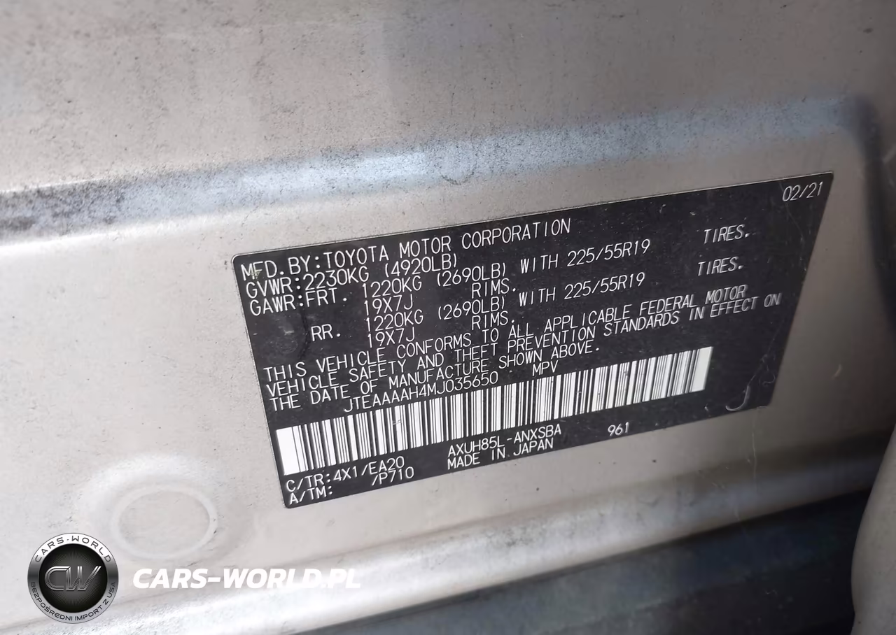 2021 Toyota Venza Limited VIN:JTEAAAAH4MJ035650 - 9