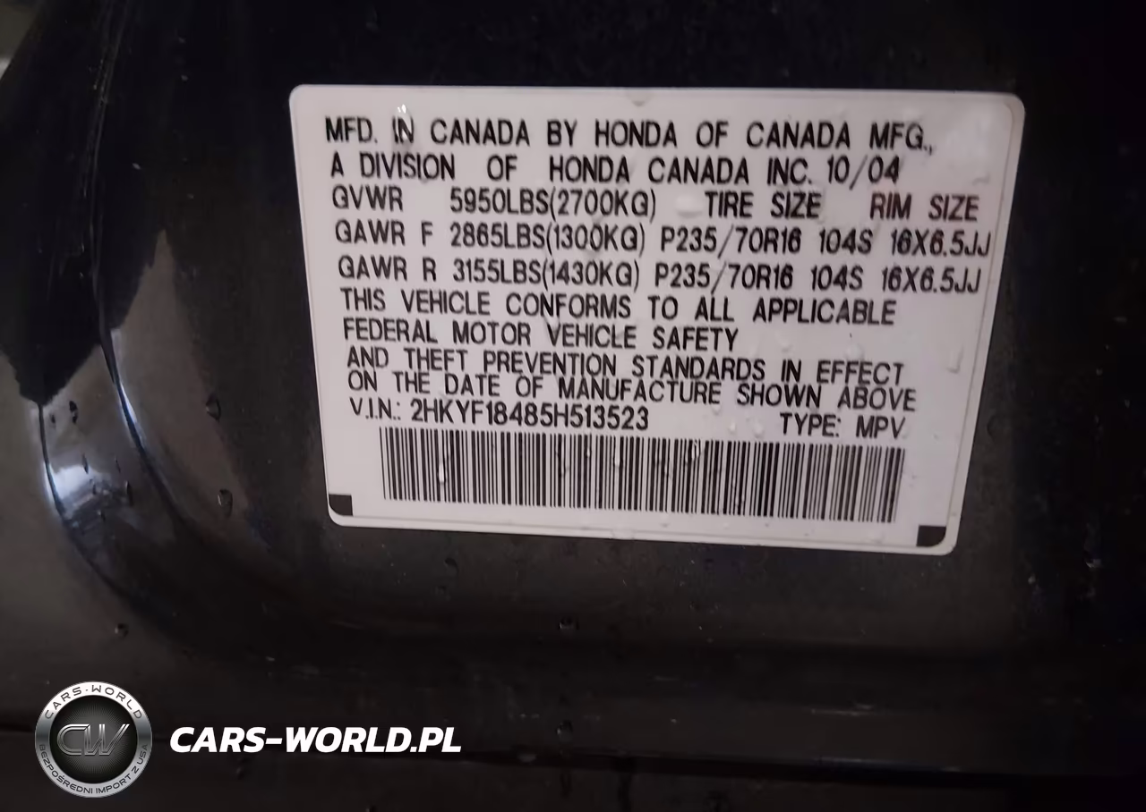 2005 Honda Pilot Ex VIN:2HKYF18485H513523 - 9