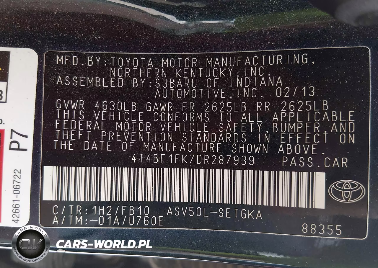 2013 Toyota Camry Xle VIN:4T4BF1FK7DR287939 - 9