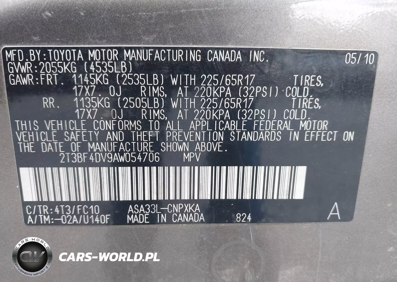 2010 Toyota Rav4 VIN:2T3BF4DV9AW054706 - 9