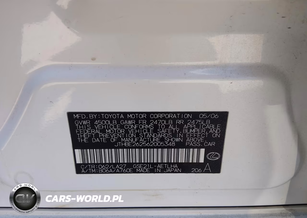 2006 Lexus Is 350 VIN:JTHBE262562005348 - 9