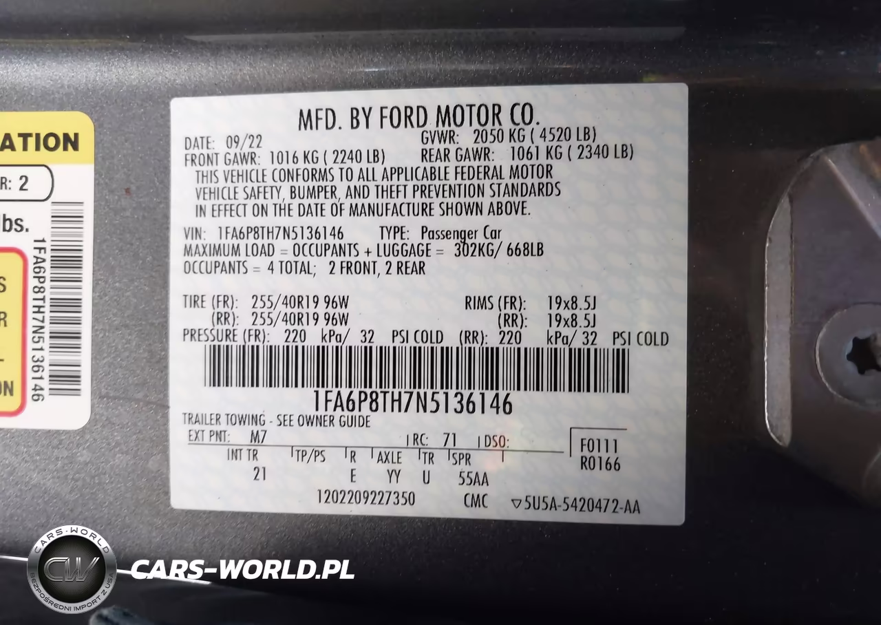 2022 Ford Mustang Ecoboost Fastback VIN:1FA6P8TH7N5136146 - 9