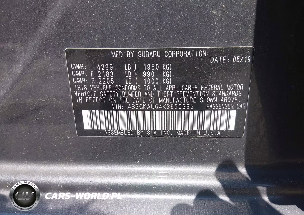 2019 Subaru Impreza 2.0I Limited VIN:4S3GKAU64K3620395 - 9