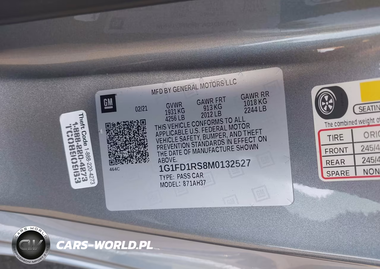 2021 Chevrolet Camaro Rwd 3Lt VIN:1G1FD1RS8M0132527 - 9