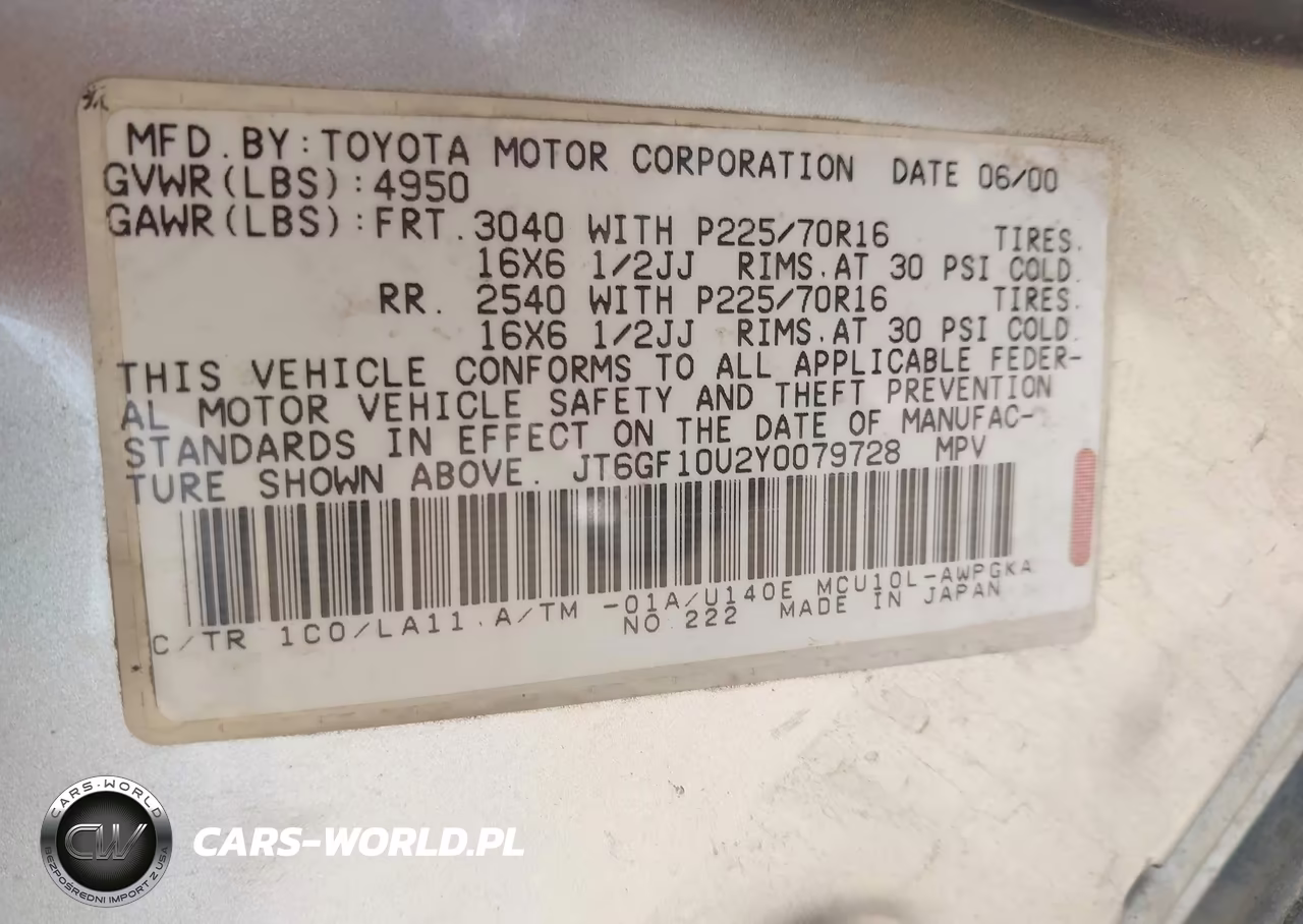 2000 Lexus Rx 300 VIN:JT6GF10U2Y0079728 - 9