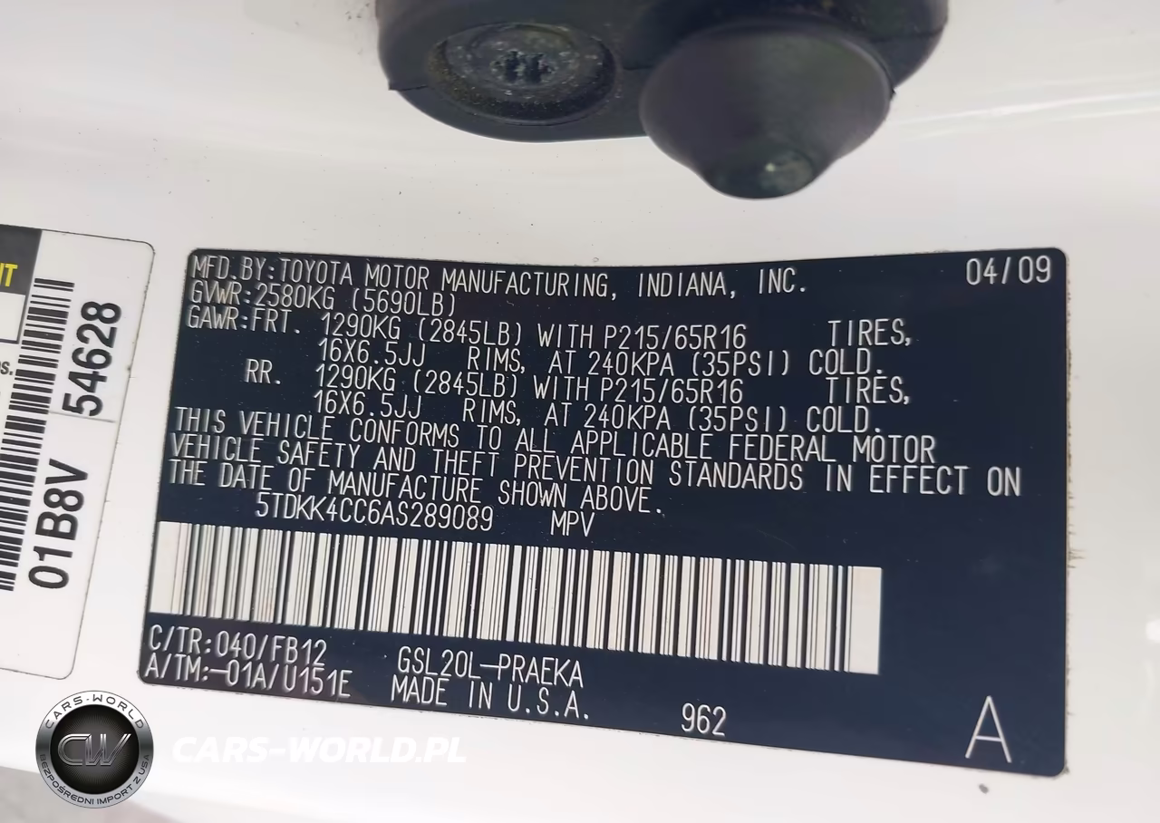 2010 Toyota Sienna Le VIN:5TDKK4CC6AS289089 - 9