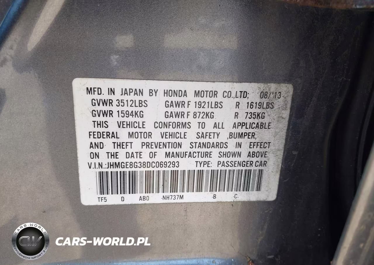 2013 Honda Fit VIN:JHMGE8G38DC069293 - 9
