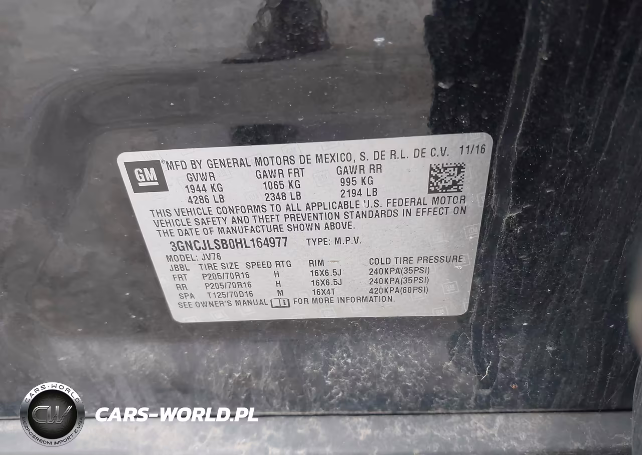 2017 Chevrolet Trax Lt VIN:3GNCJLSB0HL164977 - 9