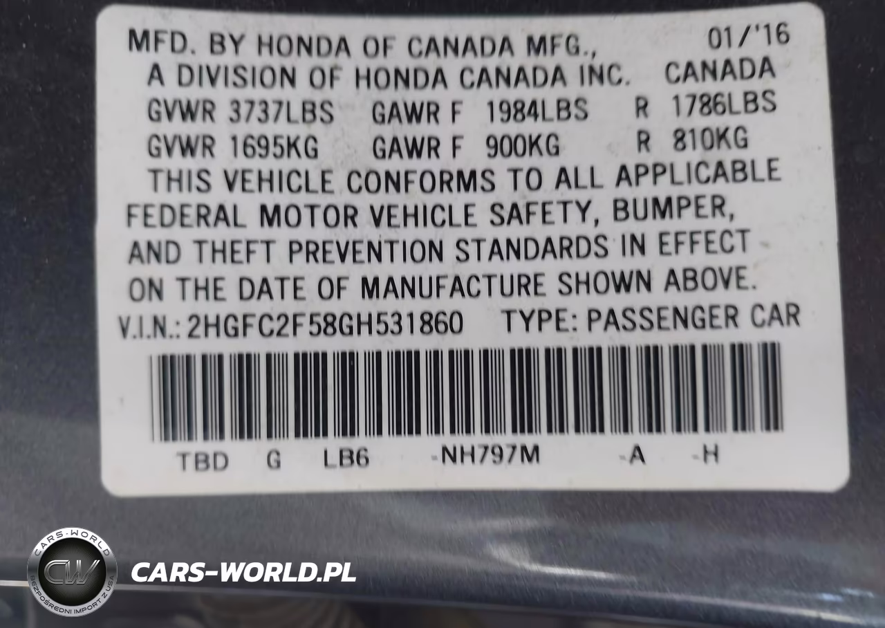 2016 Honda Civic Lx VIN:2HGFC2F58GH531860 - 9