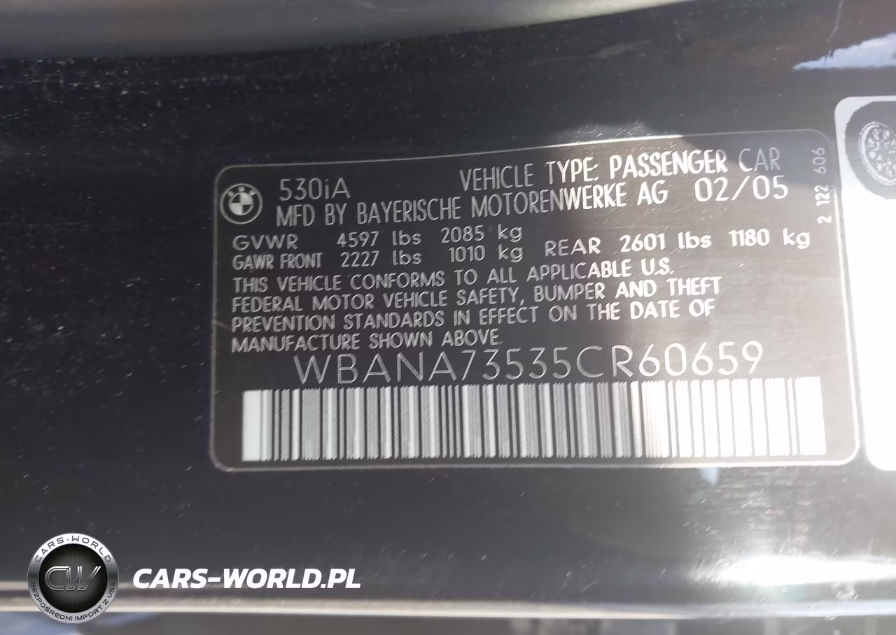 2005 BMW 530I VIN:WBANA73535CR60659 - 9