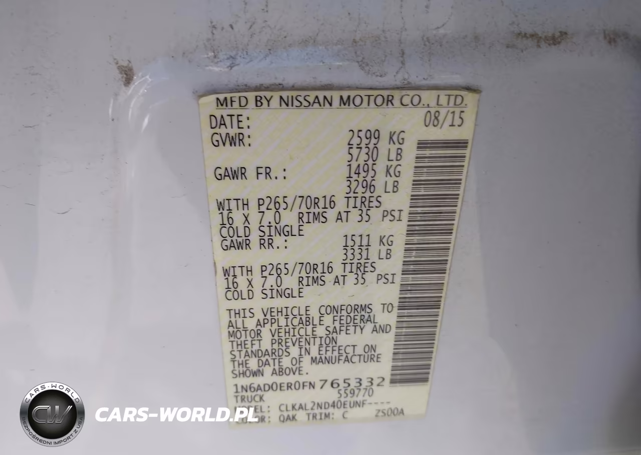 2015 Nissan Frontier Sv VIN:1N6AD0ER0FN765332 - 9