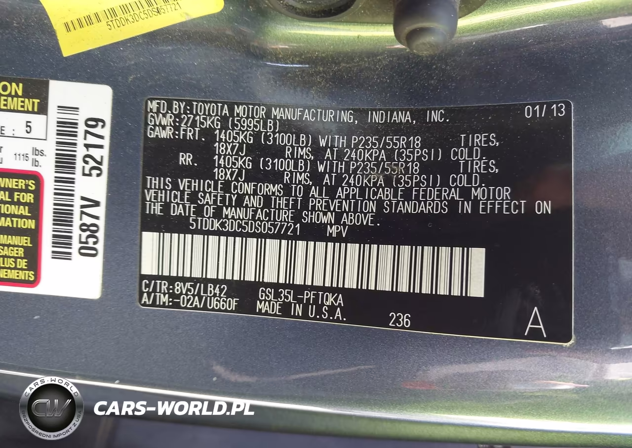 2013 Toyota Sienna Xle 7 Passenger VIN:5TDDK3DC5DS057721 - 9