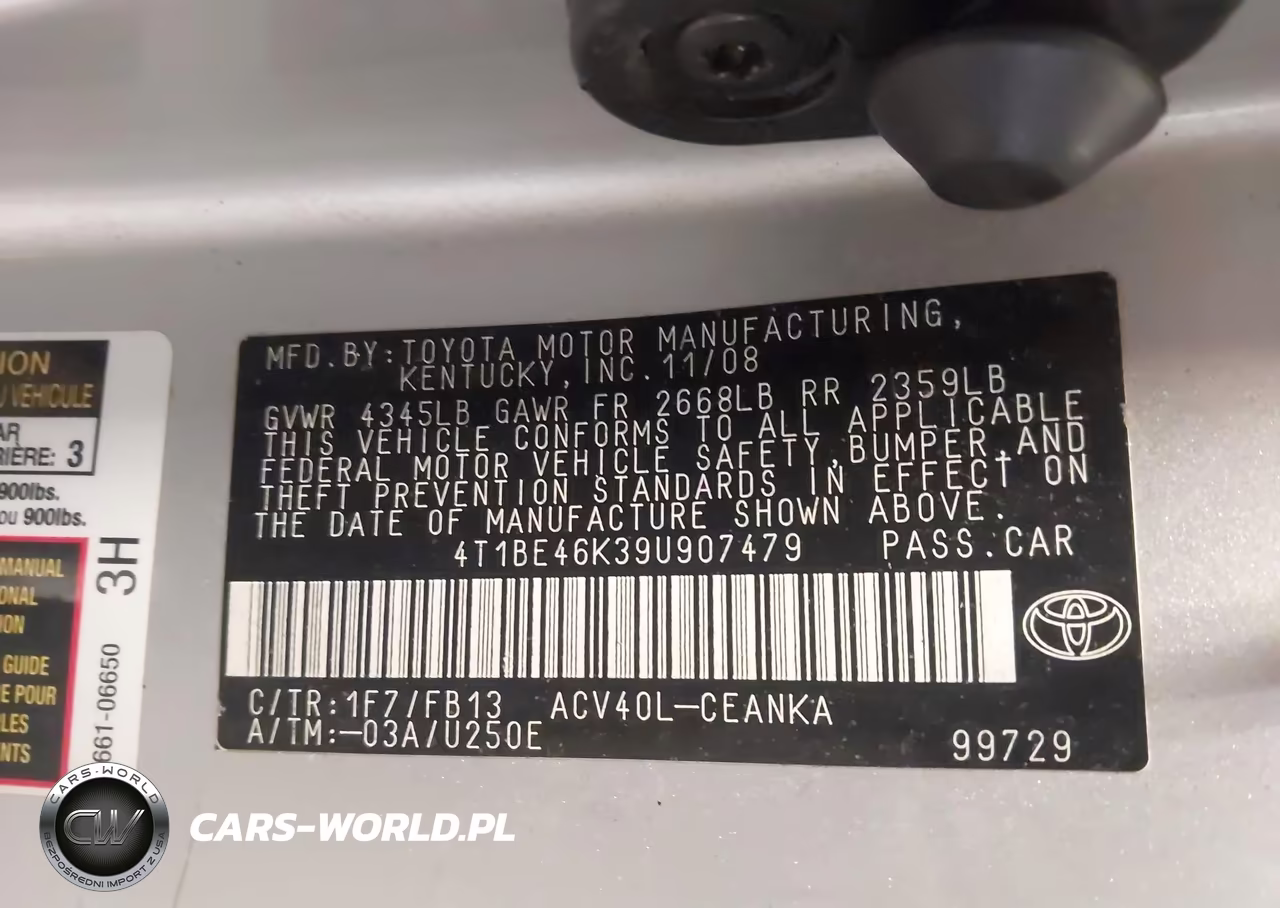 2009 Toyota Camry Le VIN:4T1BE46K39U907479 - 9