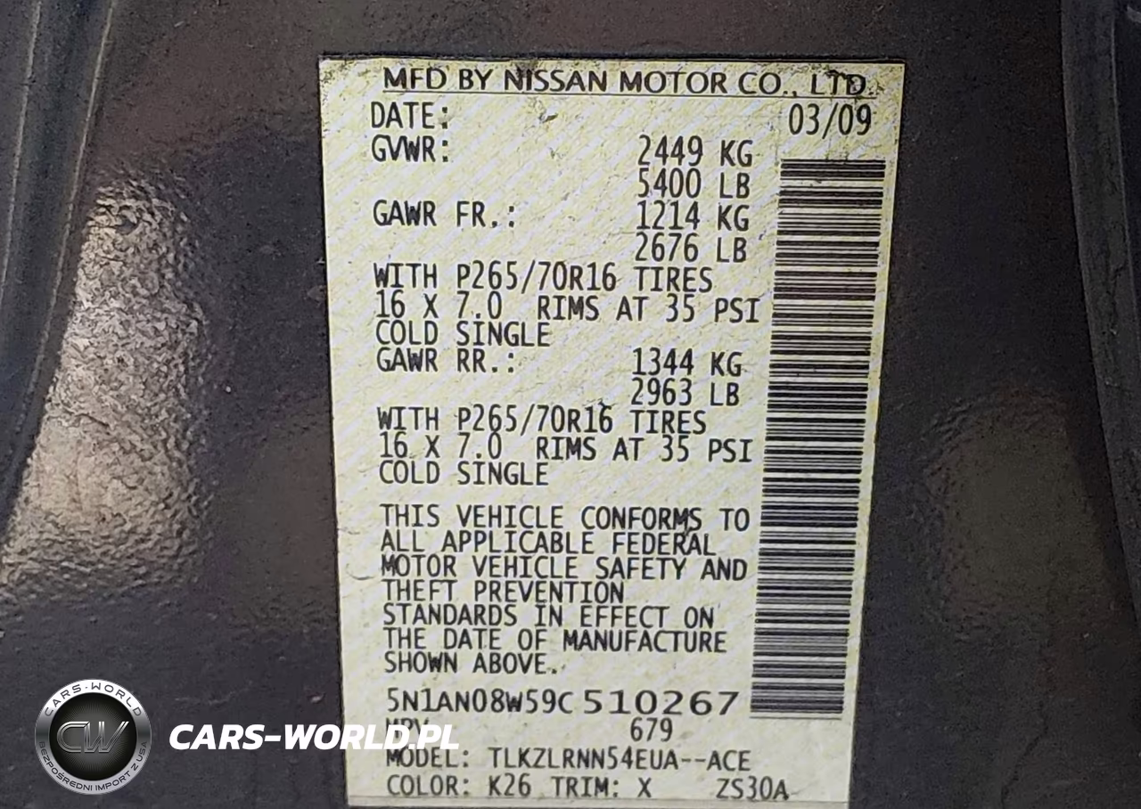 2009 Nissan Xterra S VIN:5N1AN08W59C510267 - 9