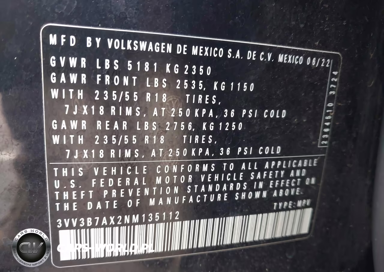 2022 Volkswagen Tiguan 2.0T Se VIN:3VV3B7AX2NM135112 - 9