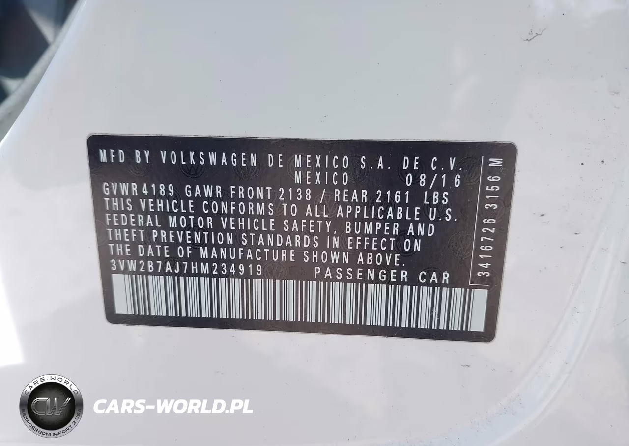 2017 Volkswagen Jetta 1.4T S VIN:3VW2B7AJ7HM234919 - 9