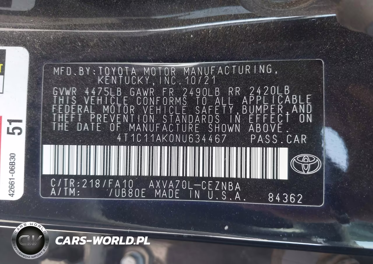 2022 Toyota Camry Le VIN:4T1C11AK0NU634467 - 9