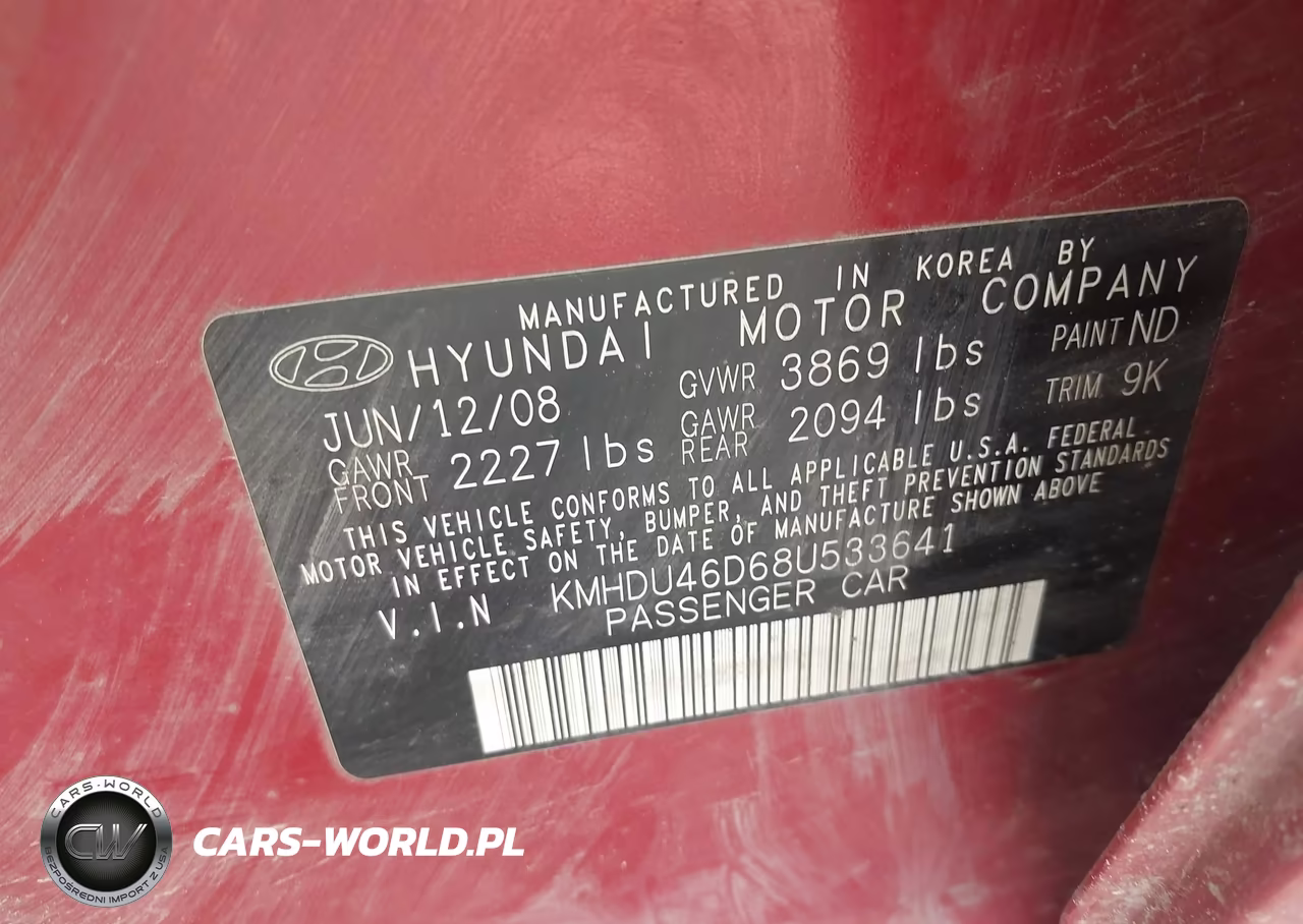 2008 Hyundai Elantra Gls-Se VIN:KMHDU46D68U533641 - 9