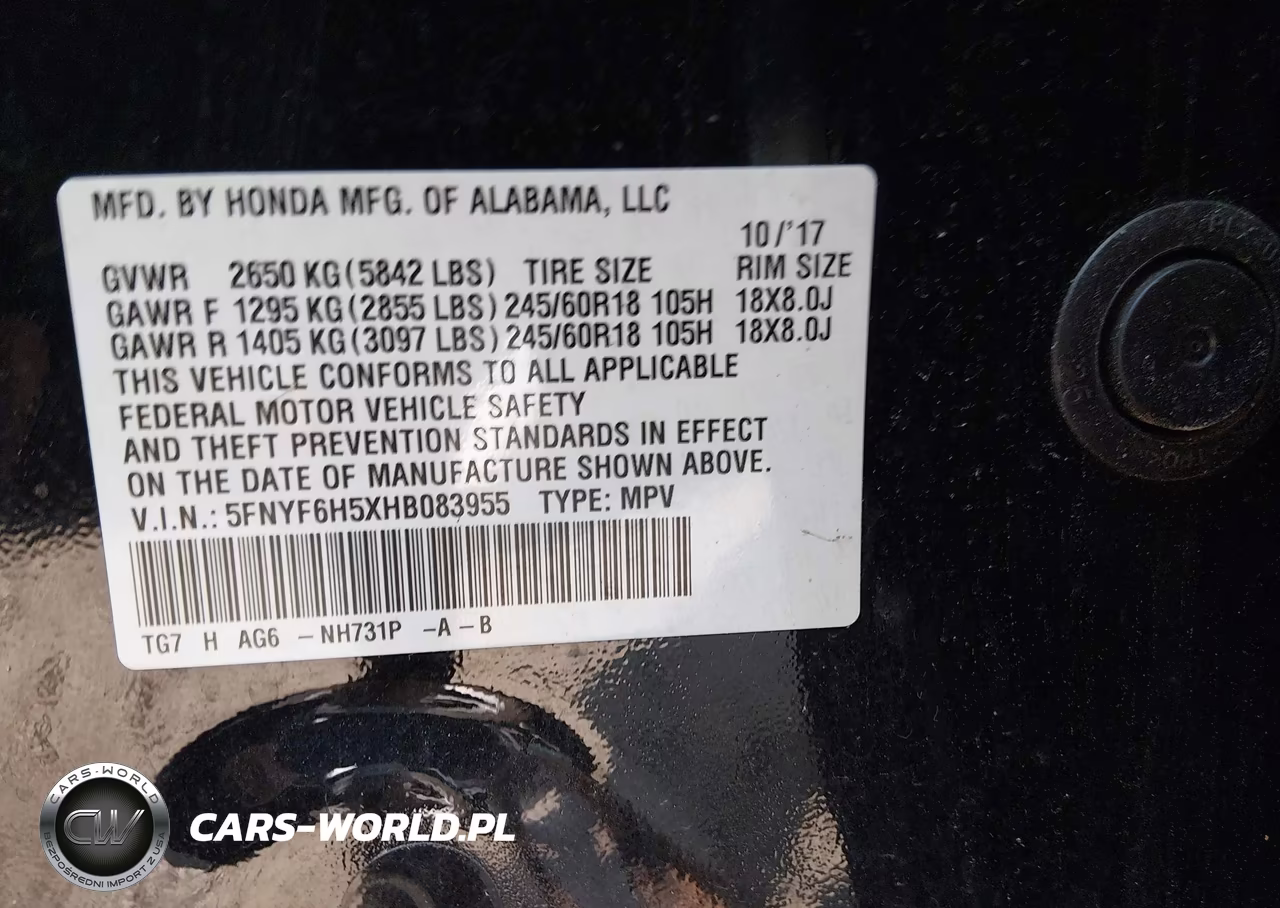 2017 Honda Pilot Ex-L VIN:5FNYF6H5XHB083955 - 9