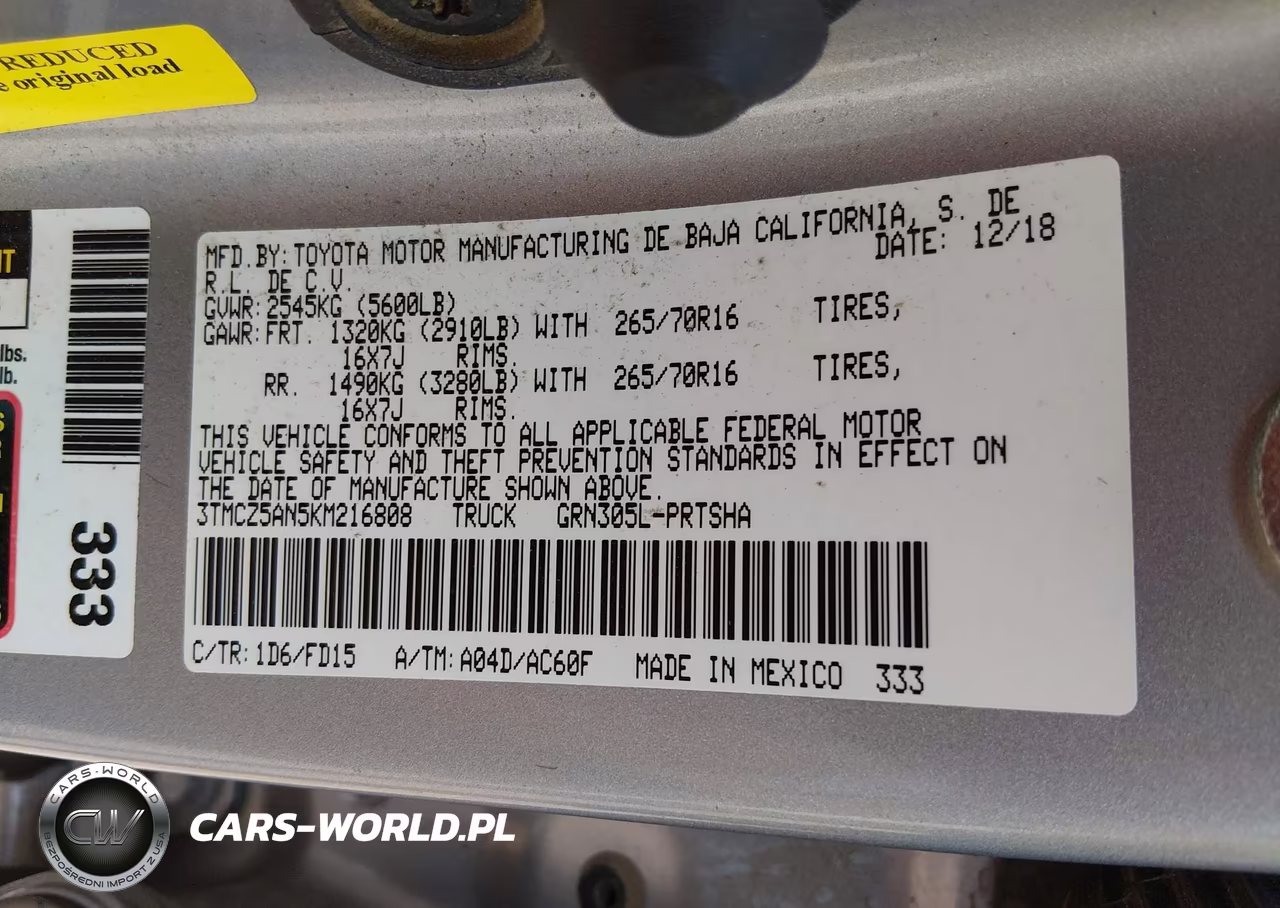 2019 Toyota Tacoma Trd Off Road VIN:3TMCZ5AN5KM216808 - 9