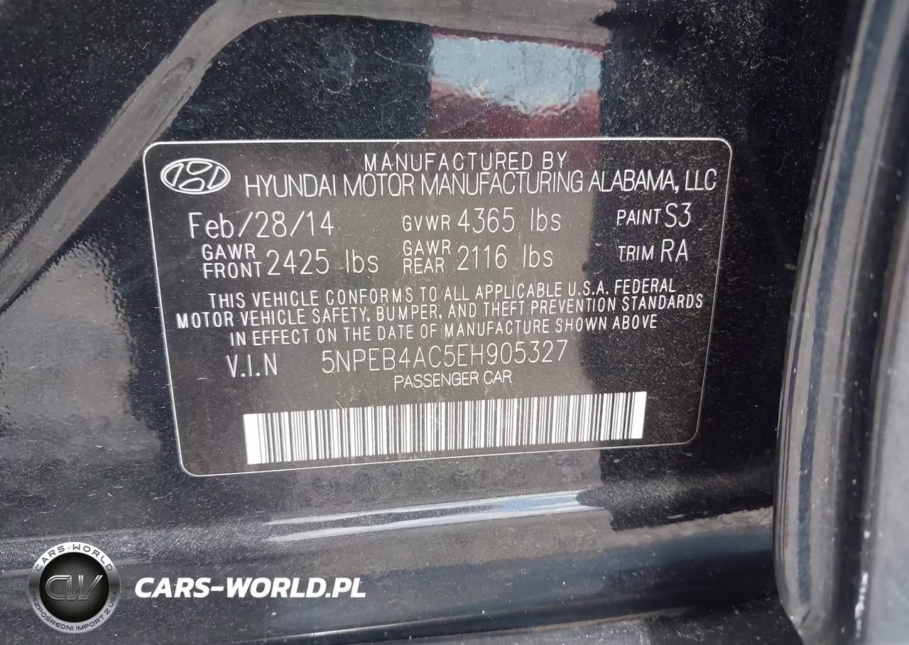 2014 Hyundai Sonata Gls VIN:5NPEB4AC5EH905327 - 9