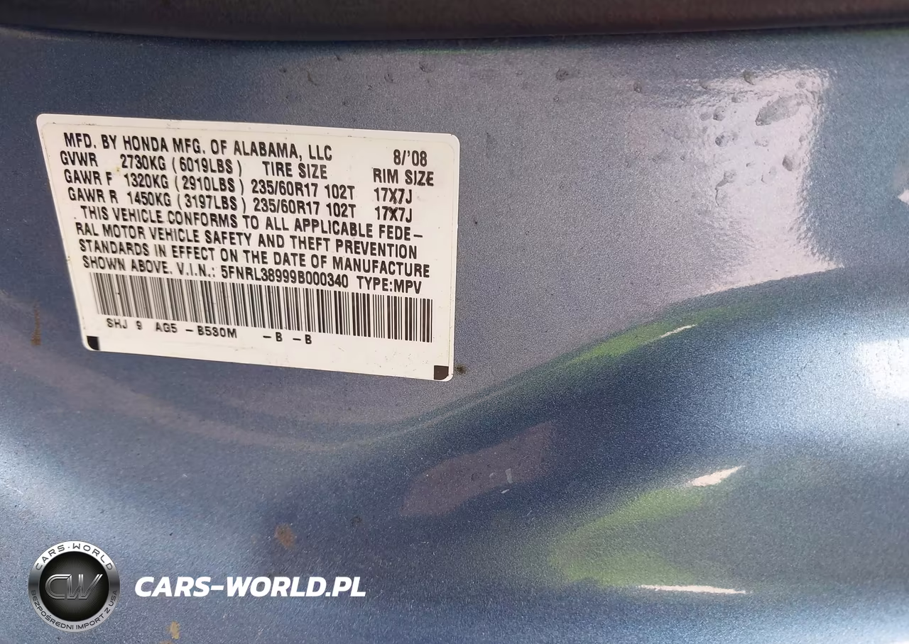 2009 Honda Odyssey Touring VIN:5FNRL38999B000340 - 9