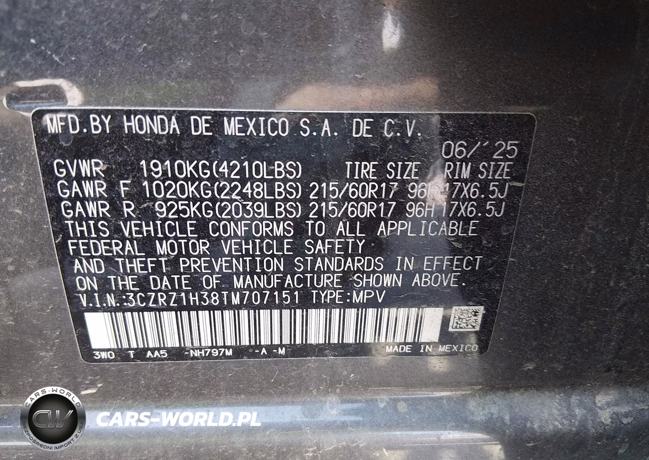 2026 Honda Hr-V 2Wd Lx VIN:3CZRZ1H38TM707151 - 9